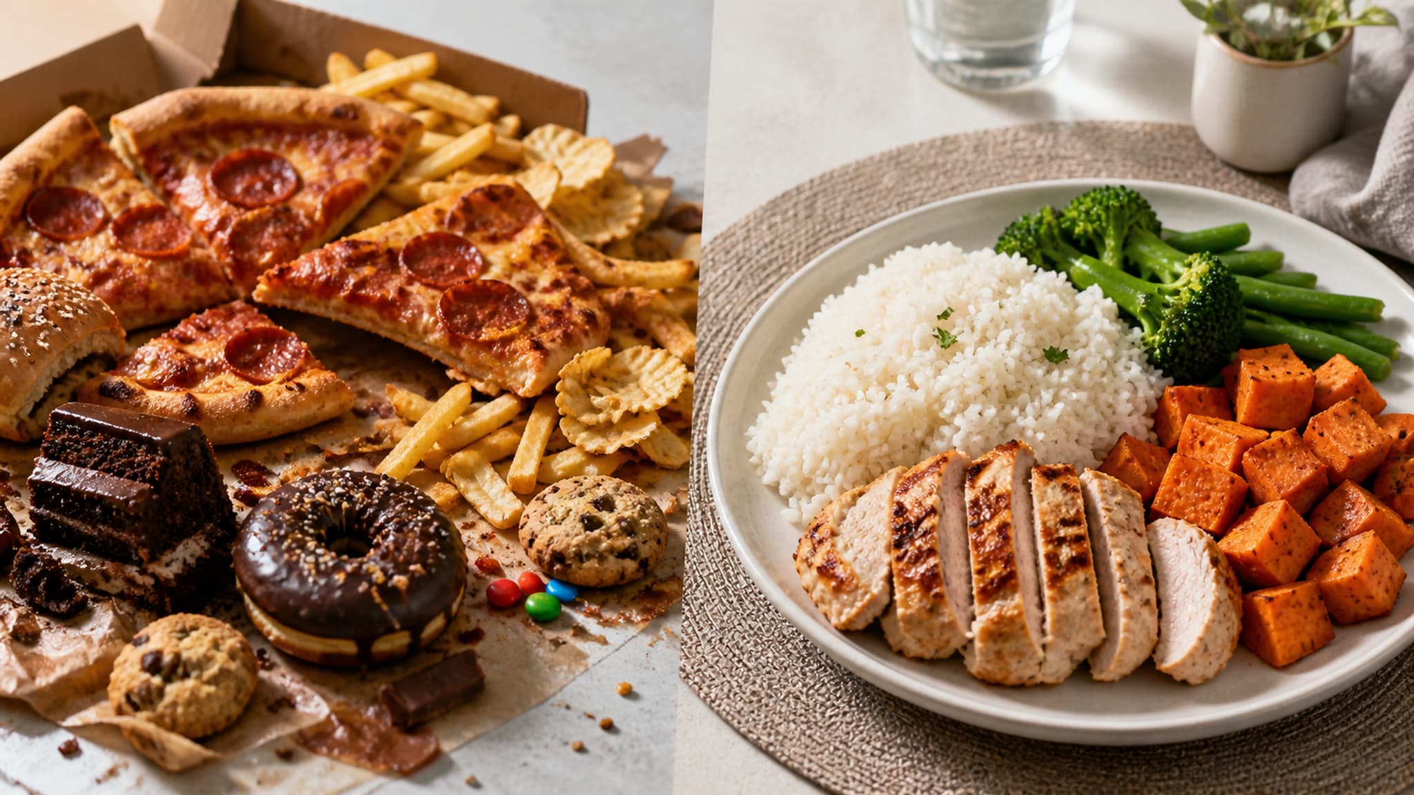 A generous plate of food representing a structured refeed meal