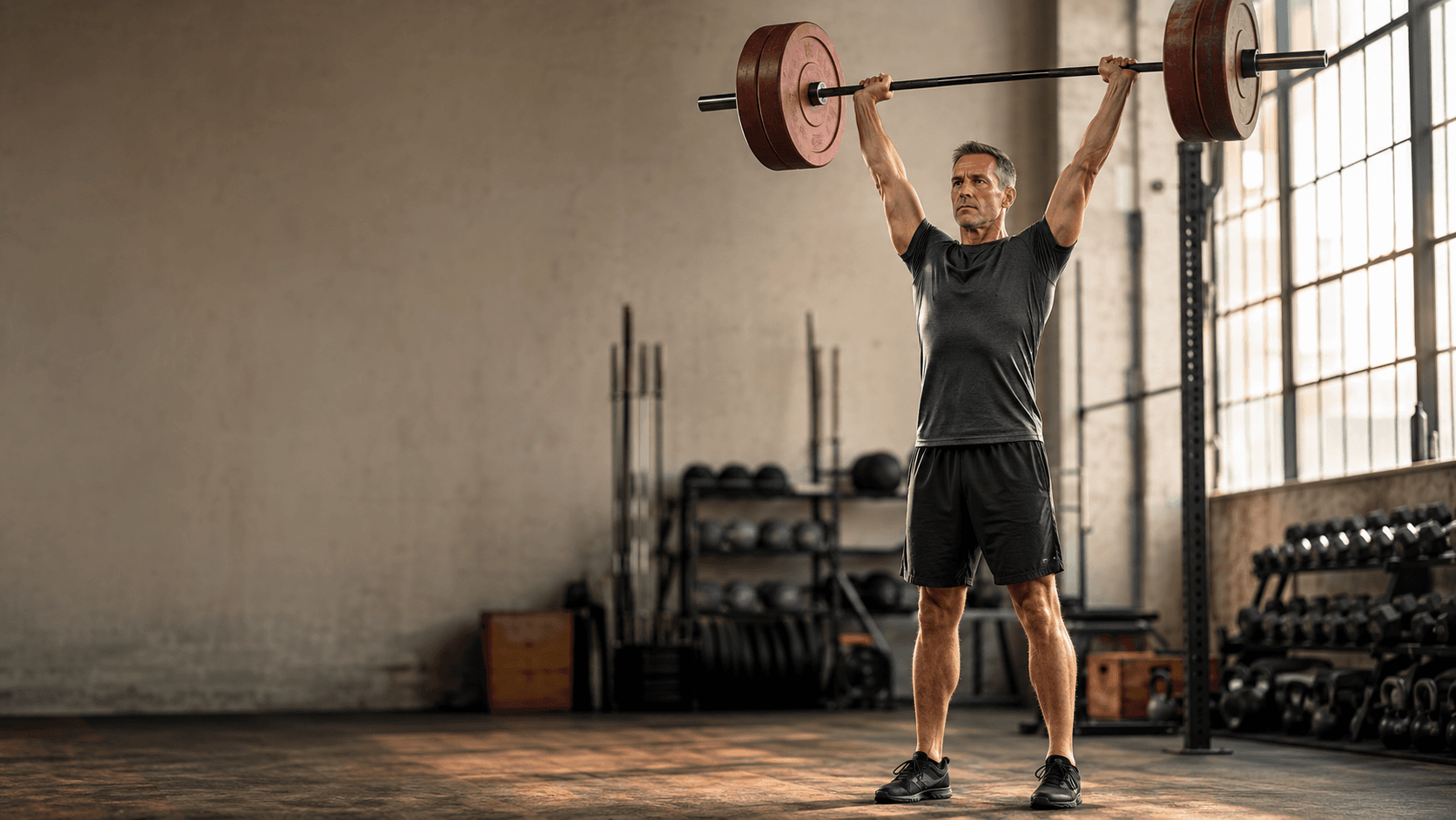 A strong, capable adult over 40 lifting weights in a sunlit gym, embodying the central message of this guide that resistance training is the single most powerful thing you can do for your health after 40