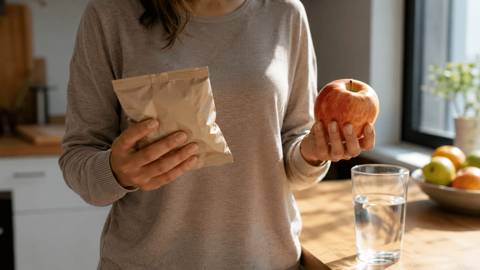 A person choosing between two paths — the daily decisions around food, movement, and habits that ultimately determine body composition