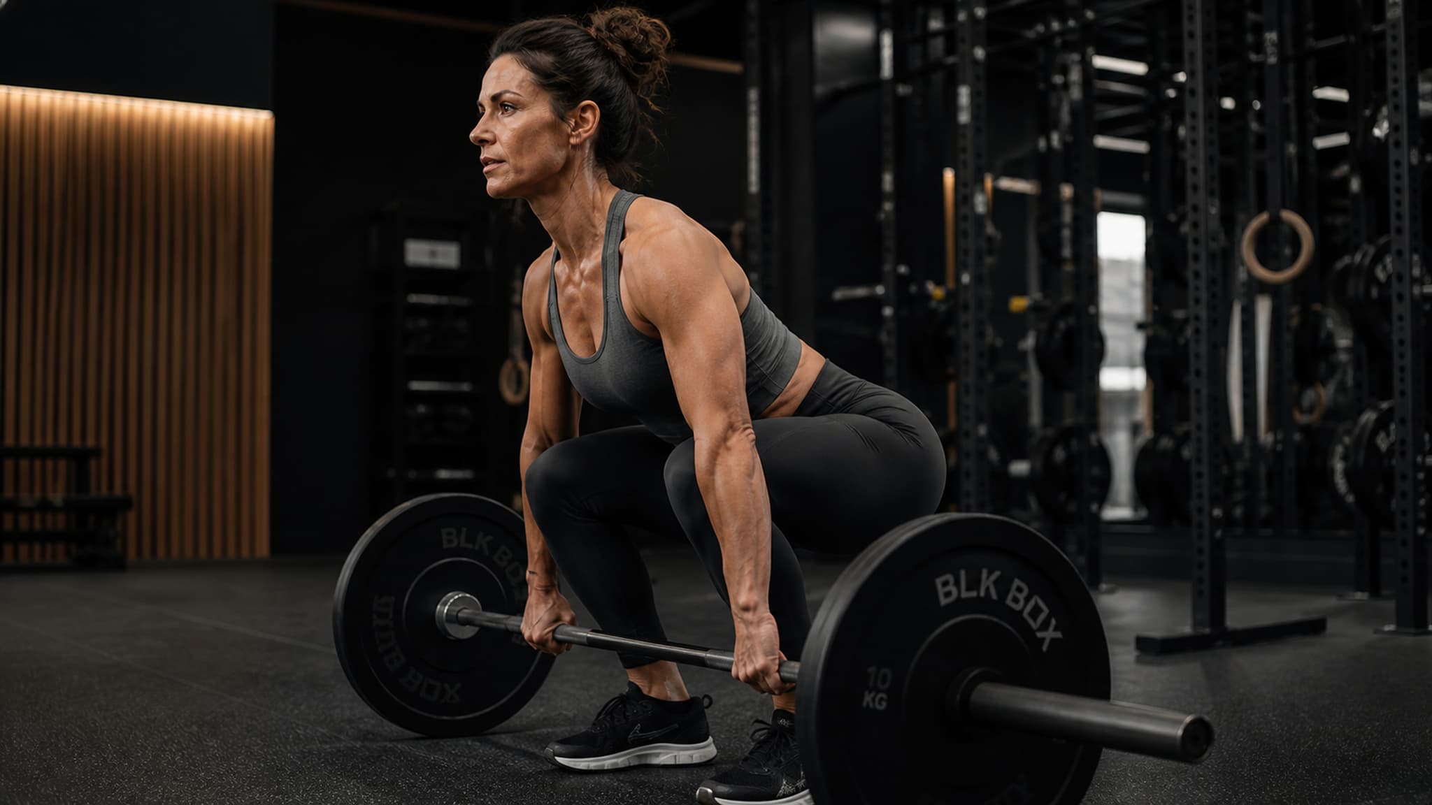 Woman performing resistance training in the gym to preserve lean muscle during a fat loss phase