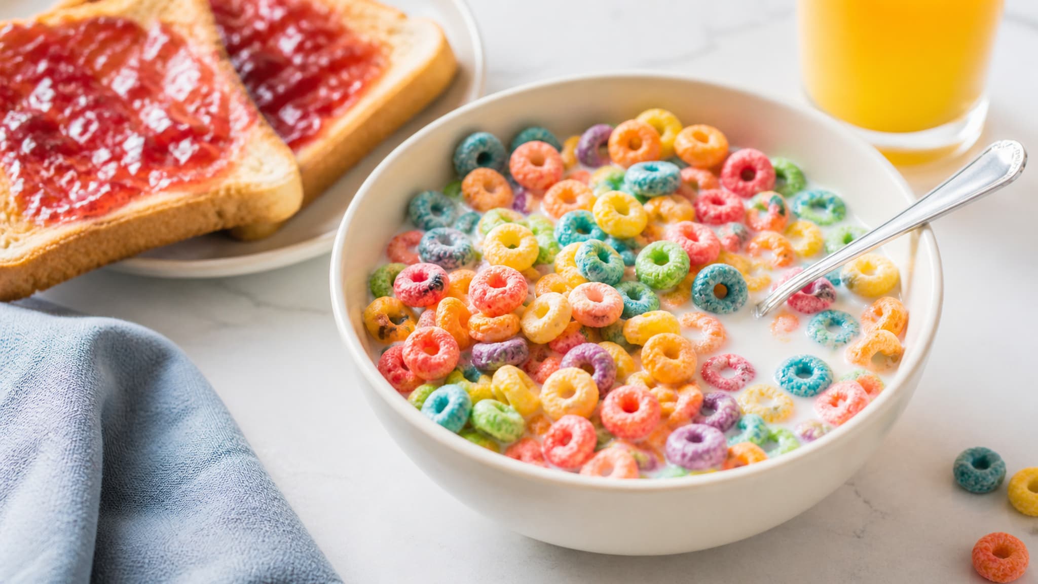 A typical low-protein breakfast showing high carbohydrate content