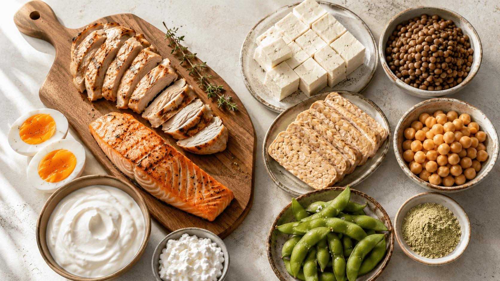 High protein foods from both omnivore and plant-based sources