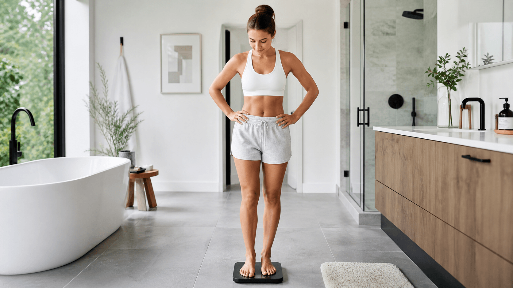 Person standing on a bathroom scale checking their weight after starting a ketogenic diet