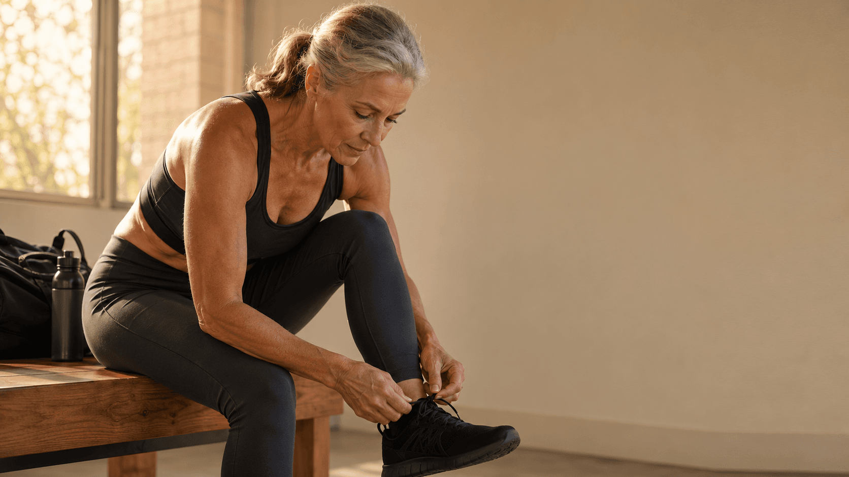 A post-menopausal woman performing a loaded compound movement such as a squat or deadlift, illustrating the article's argument that resistance training is the single intervention that simultaneously addresses muscle loss, bone density, insulin resistance, cardiovascular health, and metabolic rate after oestrogen withdrawal