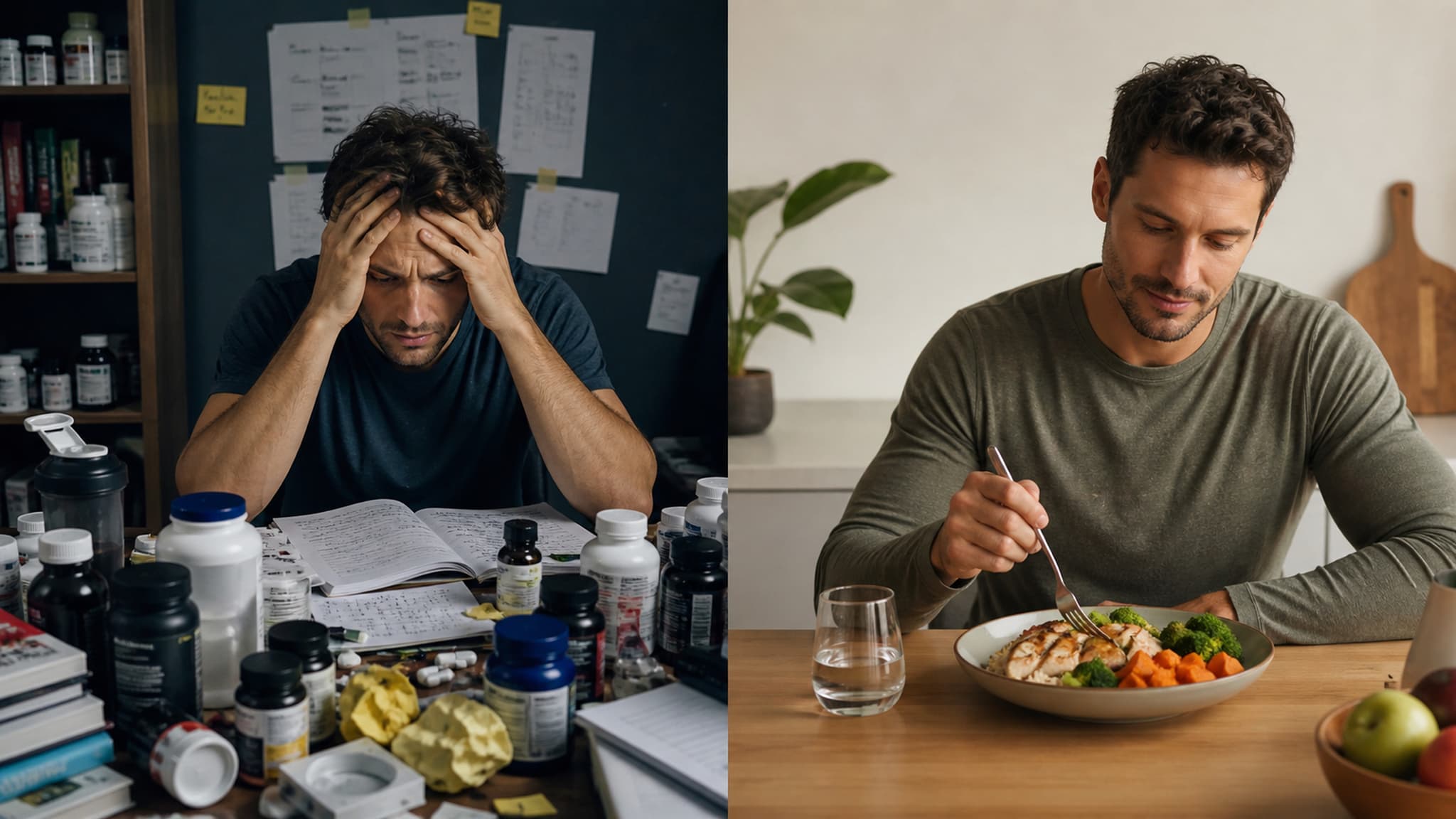 The contrast between overcomplicating nutrition with supplements and trends versus the clarity of focusing on fundamentals