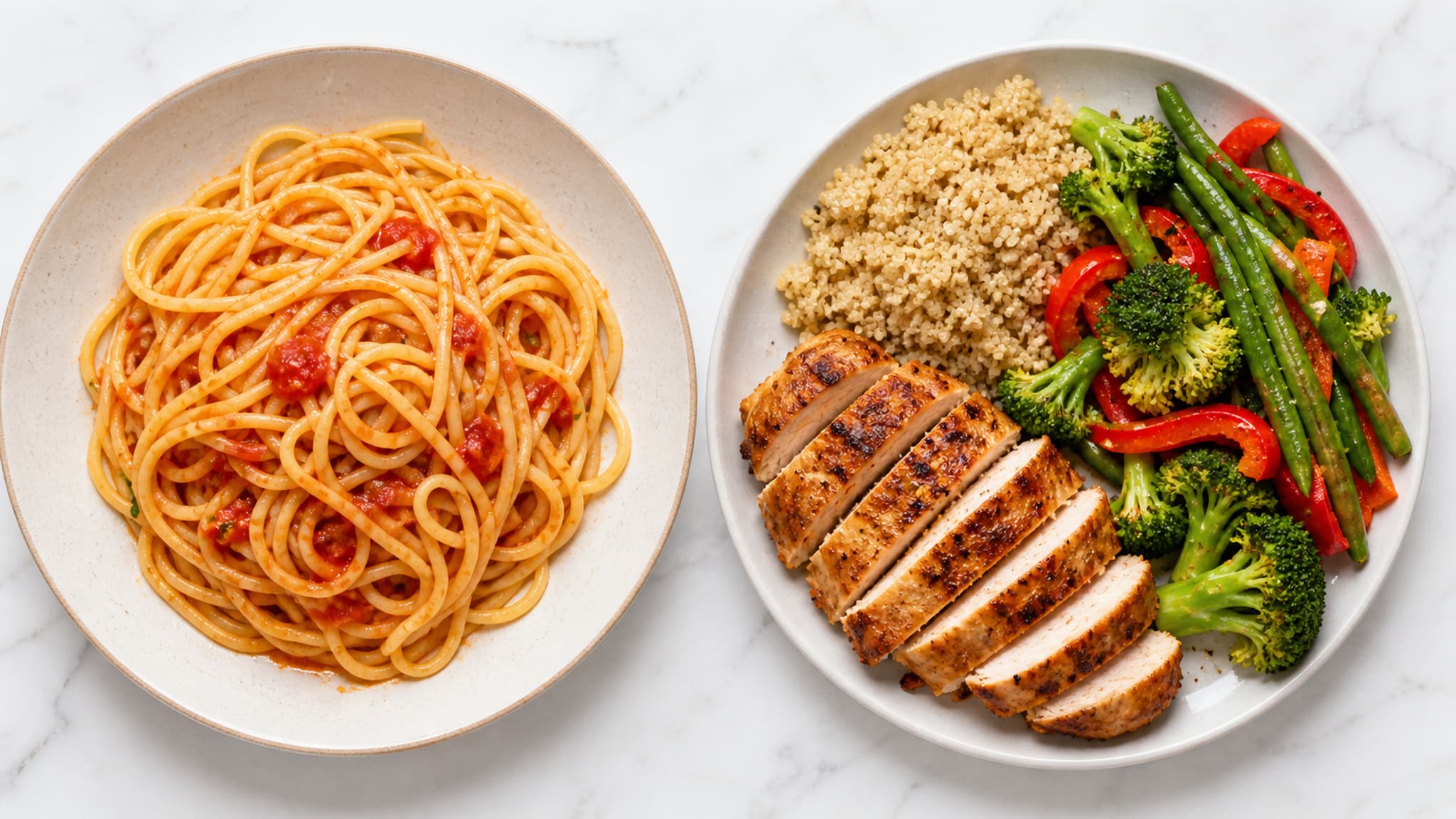 A properly structured high-protein meal with a generous portion of lean protein, vegetables, and complex carbohydrates — showing what adequate protein intake looks like on a plate