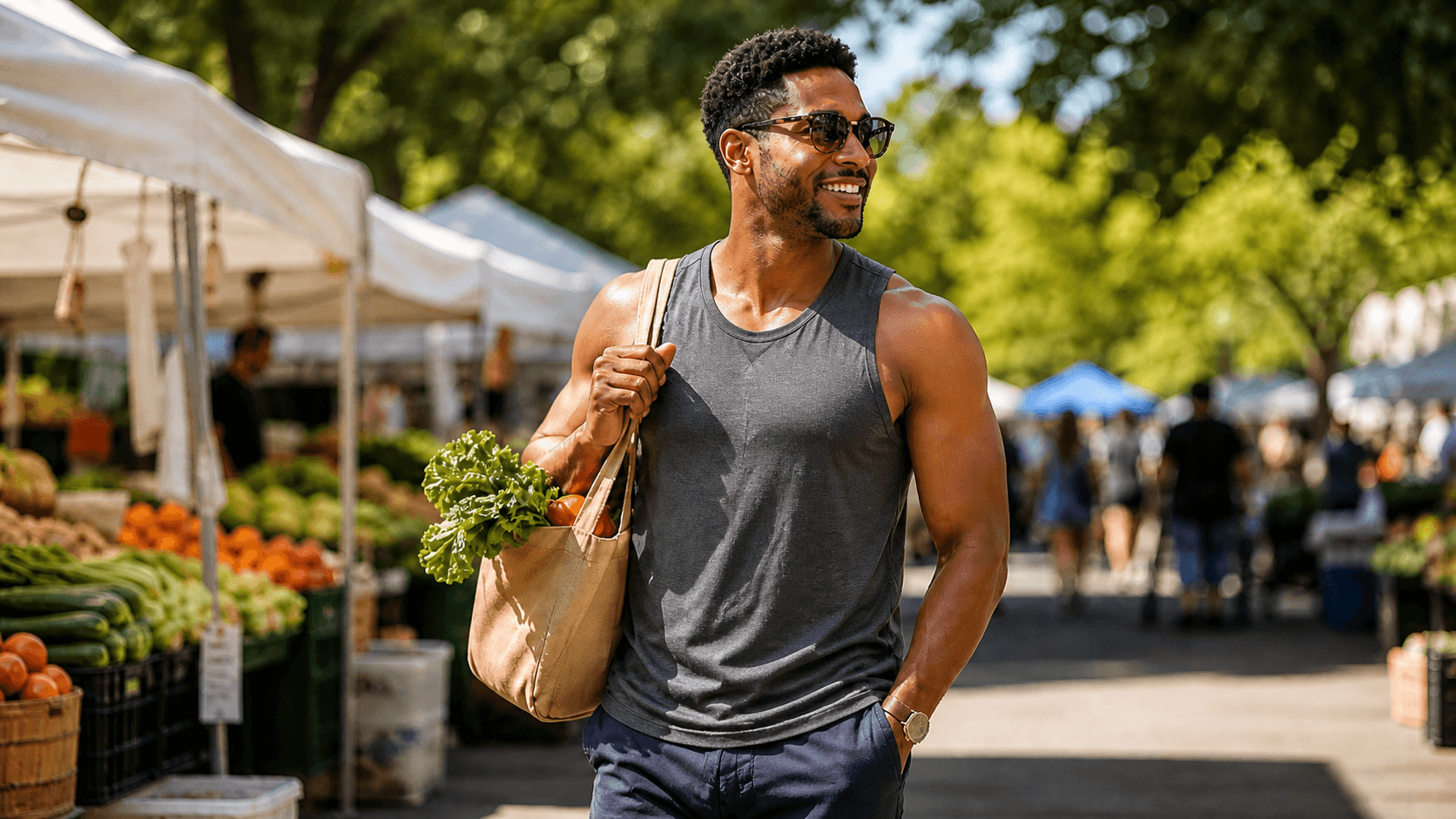 A fit, healthy person outdoors in summer clothing enjoying an active lifestyle in warm natural lighting